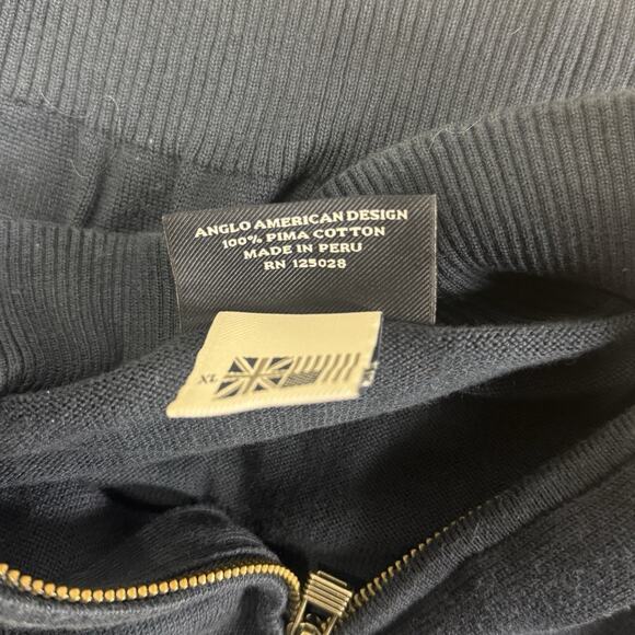 Psycho Bunny Pima Cotton 1/4 Quarter Zip Sweater XL Navy Coastal Dad Nautical - Picture 9 of 11